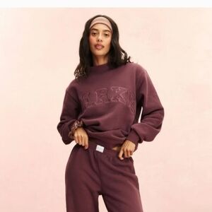 New Parke Varsity Mockneck Eggplant. S/M Stunning Color